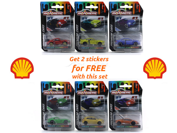 Color changers set of 6 set with FREE Shell Sticker 1:64 Majorette scale model car